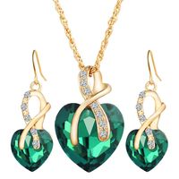 Commerce Extérieur Européen Et Américain De Mariage Dîner En Forme De Coeur Artificielle Cristal Autrichien Zircon Boucles D'oreilles Collier Ensemble De Bijoux Pour Les Femmes sku image 2