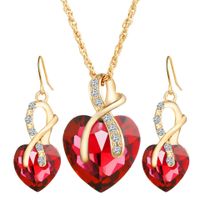 Commerce Extérieur Européen Et Américain De Mariage Dîner En Forme De Coeur Artificielle Cristal Autrichien Zircon Boucles D'oreilles Collier Ensemble De Bijoux Pour Les Femmes sku image 1