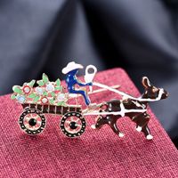 European And American Popular Christmas Ornament Creative Style Santa Claus Reindeer Rhinestone-encrusted Brooch Holiday Gift sku image 1