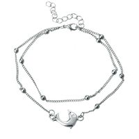 Europäische Und Amerikanische Neue Böhmische Fußkettchen Delphin Knöchel Silber Perlen Armband Mode Doppels Chicht Strand Schmuck Großhandel sku image 1