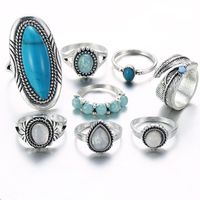 Alloy Fashion Geometric Ring  (turquoise 8 Piece Set Ring Gch04-02) Nhpj0060-turquoise-8-piece-set-ring-gch04-02 sku image 1