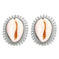 Europe And America Cross Border New Accessories Creative Inlaid Shell Gold Stud Earrings    Sources sku image 3