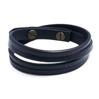 Leather Fashion Geometric Bracelet  (black) Nhpk2194-black sku image 1