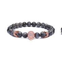 Schwarzes Blinkendes 8mm Schädel-kronen Armband Europäischer Und Amerikanischer Vulkan Stein Herren Perlen Armband Crown Bracelet sku image 3