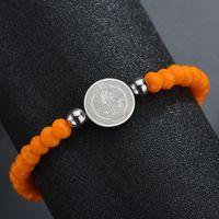 Neues Produkt Im Chinesischen Stil Hand Gefertigte Perlen, Doppelseitig Geschnitzte Runde Marke Edelstahl Armbänder Für Frauen, Farbige Perlen, Roter Handschmuck sku image 2