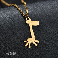 Titanium&stainless Steel Fashion Animal Necklace  (giraffe Steel) Nhhf1179-giraffe-steel sku image 10