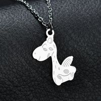 Titanium&stainless Steel Fashion Animal Necklace  (giraffe Steel) Nhhf1179-giraffe-steel sku image 5