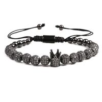 Mikro-eingelegte Zirkon Cz Ball Große Krone Gewebtes Armband Crown Charm Bracelet sku image 2