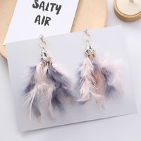 Japonais Et Coréen Style De Mode, Personnalisé Et Exagéré Coloré Plume Boucles D'oreilles Goutte D'eau Zircon Longue Frange Boucles D'oreilles Croix-frontière Grandes Boucles D'oreille sku image 3