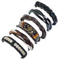 Leather Fashion Bolso Cesta Bracelet  (six-piece Set) Nhpk2173-six-piece-set sku image 1