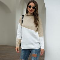Long Sleeve Sweaters & Cardigans Braid Casual Color Block sku image 1
