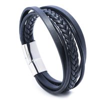 Croix-frontière E-commerce Ornement Simple Tissé Multi-couche En Acier Inoxydable Bracelet En Cuir Européen Et Américain Hommes Personnalité De Titane Acier Bracelet En Cuir sku image 1