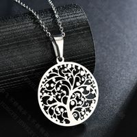Titanium&stainless Steel Fashion Flowers Necklace  (steel Color) Nhhf1119-steel-color sku image 1
