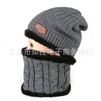 Hat Men's Winter Warm Wool Hat Thickened Knitted Hat Sets Cap Men's Bag Cap Cotton-padded Cap Winter Hat Men's Youth sku image 13