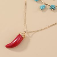 Turquoise Letter Q Necklace Summer Simple Fashion Hand-wound Red Pepper Necklace Wholesale main image 3