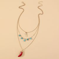 Turquoise Letter Q Necklace Summer Simple Fashion Hand-wound Red Pepper Necklace Wholesale main image 4