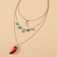 Turquoise Letter Q Necklace Summer Simple Fashion Hand-wound Red Pepper Necklace Wholesale main image 5