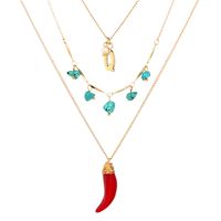 Turquoise Letter Q Necklace Summer Simple Fashion Hand-wound Red Pepper Necklace Wholesale main image 6