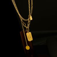 Stainless Steel  Geometric Chain Metal Round Double Women's Necklace main image 4