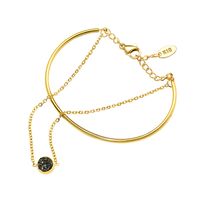 Half Circle Double Round Wire No Fading Titanium Steel Plated With 18k Gold  Bracelet With Black Diamonds main image 3