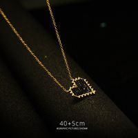 Black Diamond Titanium Steel O-chain Peach Heart Women's Necklace Hypoallergenic main image 4