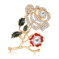 European And American Fashion Hot Selling Product Rose Brooch Zinc Alloy Diamond Drop Oil Corsage Unisex Factory Supply sku image 1