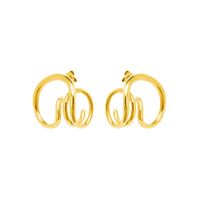 Special-shaped Cochlear Inspiration Steel Material Plated 18k Real Gold Earrings Wholesale main image 3