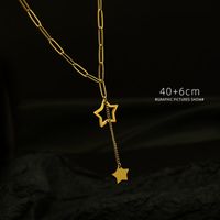 Hollow Five-pointed Star Titanium Steel Material Not Allergic Women's Necklace main image 4
