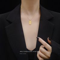 Elizabeth Double-sided Image Clavicle Necklace Long Square Clavicle  Necklace main image 6