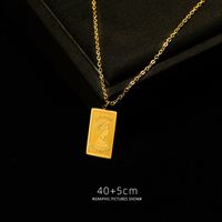 Elizabeth Double-sided Image Clavicle Necklace Long Square Clavicle  Necklace main image 4