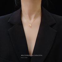 Mehrschichtige Spleißelefant Titan Stahl Plattiert 18 Karat Echtgold Frauen Schlüsselbein Halskette main image 6