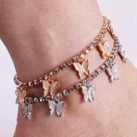 Fashion Simple Claw Chain Tassel Fashion Beach Rhinestone Small Butterfly New Alloy Anklet main image 1