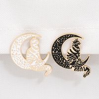 New Brooch Punk Style Cute Cat Brooch Sitting On The Moon Cowboy Badge Wholesale main image 4