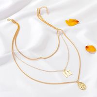 New Retro Religious Three-layer Metal Long  Multi-layer Letter Idol Alloy Necklace main image 4
