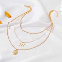 New Retro Religious Three-layer Metal Long  Multi-layer Letter Idol Alloy Necklace main image 5