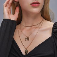New Retro Religious Three-layer Metal Long  Multi-layer Letter Idol Alloy Necklace main image 6