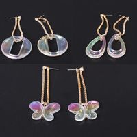 Exaggerated Geometric Butterfly Drop Transparent Claw Chain Diamond Earrings For Women Wholesale main image 1