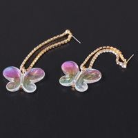 Exaggerated Geometric Butterfly Drop Transparent Claw Chain Diamond Earrings For Women Wholesale main image 3
