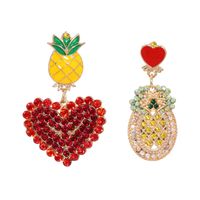 Exaggerated Geometric Shape Pineapple Fruit Heart Shaped Asymmetrical Women's Stud Earrings main image 3
