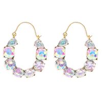 Colored Diamond Inlaid U-shaped Hollow Alloy Exaggerated Earrings Wholesale main image 1