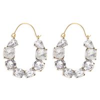 Colored Diamond Inlaid U-shaped Hollow Alloy Exaggerated Earrings Wholesale main image 6