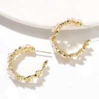 Pure White Pearl Inlaid Wavy Round Hollow Creative Fashion Earrings Wholesale main image 3