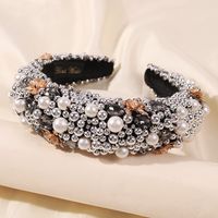 Fashion Thick Sponge Crystal Hot-selling Pearl Inlaid Multicolor Alloy Headband Wholesale main image 4