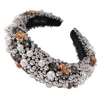 Fashion Thick Sponge Crystal Hot-selling Pearl Inlaid Multicolor Alloy Headband Wholesale main image 6