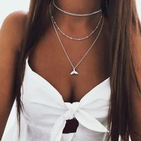 Multi-layer Set Necklace Geometric Metal Alloy Round Bead Fishtail Pendant  Women's Necklace main image 1