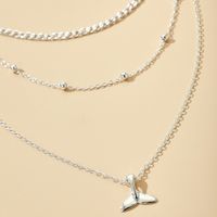 Multi-layer Set Necklace Geometric Metal Alloy Round Bead Fishtail Pendant  Women's Necklace main image 5