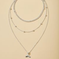 Multi-layer Set Necklace Geometric Metal Alloy Round Bead Fishtail Pendant  Women's Necklace main image 6