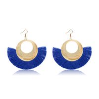 Bohème Ethnique Style Boucles D'oreilles Européen Et Américain Populaire En Métal En Forme D'éventail Exagéré Bleu Gland Boucles D'oreilles De Femmes sku image 1