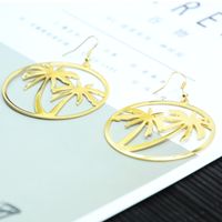 Hot Selling Exaggerated Hollow Coconut Tree Simple Retro Round Alloy Earrings Wholesale main image 3