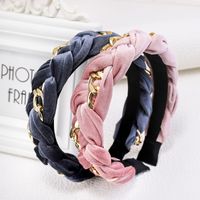 Twist Braid Wide-brimmed Gold Velvet Metal Chain Headband Wholesale main image 6